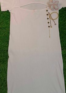 White Ribbed Cut-out One piece