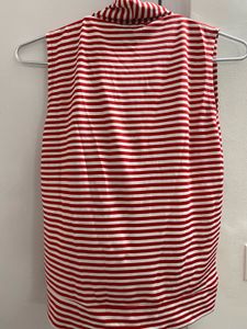Red Striped Sleeveless Drape Top