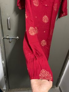 Rangmanch Red Kurta with Gold Print