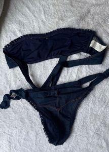 Denim Look Bandeau Bikini Set