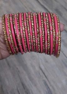 Pink &amp; Crystal Bangle Set