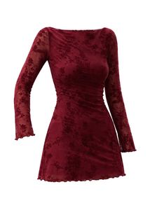 maroon mesh dress