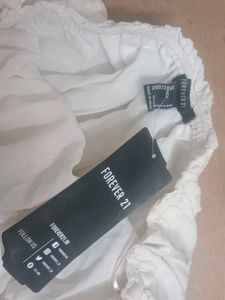 FOREVER 21 Chic White Tiered Smocked Dress