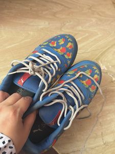 Blue Puma Sneakers with Strawberry Print