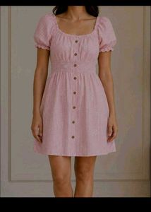 Puff sleeves pink charming frock