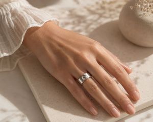 Unisex Silver Toned Crescent Moon Cutout Ring