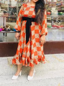 Boho Chic Red &amp; White Checkered Midi Dress