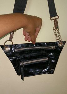 Chic Black Patent Crossbody Bag