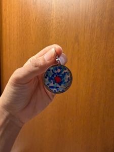 Boho Blue &amp; Red Round Earrings