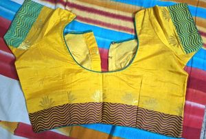 Elegant Bright Yellow Saree with lotus motifs