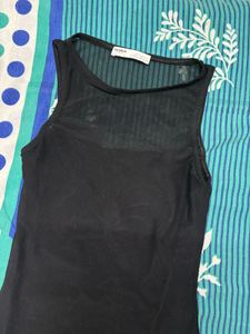 Sleek Black Mesh Bodycon Mini Dress