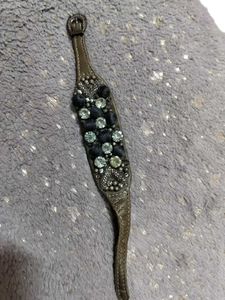 LEATHER -Embellished Statement Bracelet