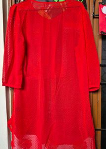 Red Button-Down Kurti