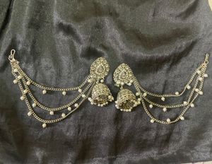 Earrings with Hair Chain