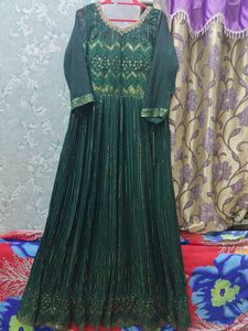 Green & Gold Anarkali Dress