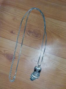Owl Pendant Silver Tone Necklace