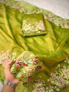 New Banarasi Tissue Silk Embroidered Saree