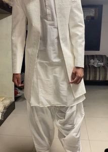 Men's White Ethnic indo western with Kurta Set