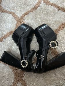 Black Patent Chunky Platform Heels