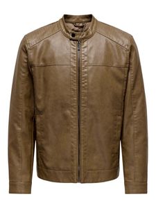 Stylish Brown Faux Leather Jacket