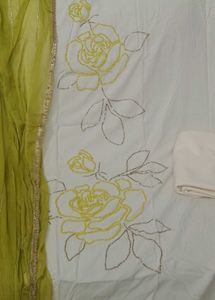 rayon suit with handwork