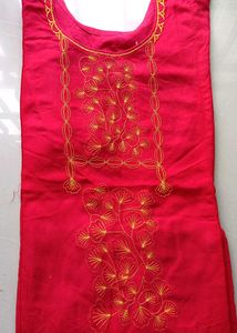 cotton Embroidered Red Kurta✴️🔴