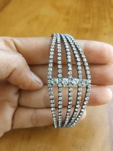 Diamonds Silver Bangle Bracelet