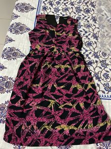 Stylish Pink & Black Abstract Print Dress