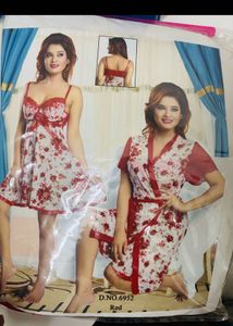 Floral Print Robe &amp; Lingerie Set