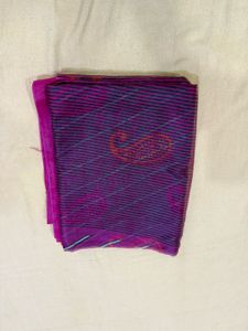 Kota Doria Purple Paisley Saree