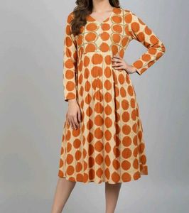 Trendy Orange Polka Dot dress