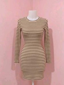 Striped Long Sleeve Bodycon Dress