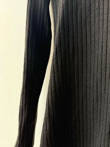 Black Ribbed Mock Neck Mini Dress