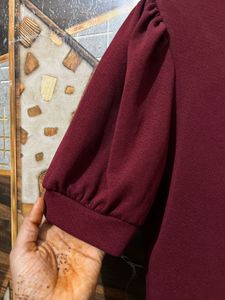 Maroon Puff Sleeve Top