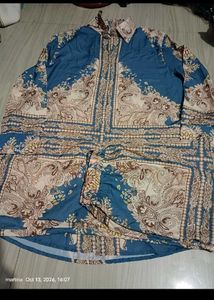 Elegant Blue Paisley Print Kurta Set