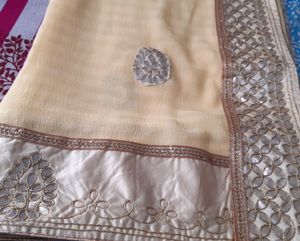 Beige Color Saree (Heavy With Blouse Pc)