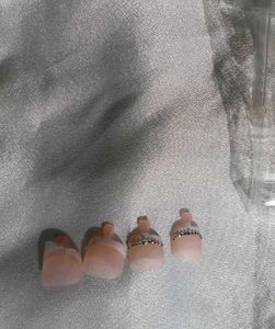 French Nails Tips For Foot&amp;Hand (8 Nail Rhinestone