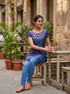 Stylish Blue Printed Kurta for Women