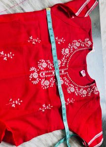 Red Embroidered Kurta Set
