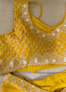 Brand New Yellow Embellished Indo western