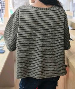 Chic Striped T-Shirt with Rose Detail