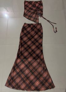 Plaid Crop Top & Maxi Skirt Set