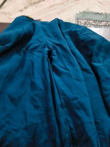 Embroidered Teal Blouse with plazo set