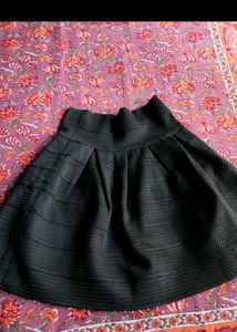 Black Textured A-Line Skirt