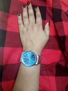 Fossil Blue Dial Stainless Steel Watch