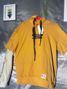 Stylish Yellow Hoodie with Contrasting Sleeves