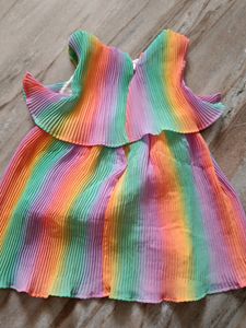 Rainbow Crushed Frock For Kids