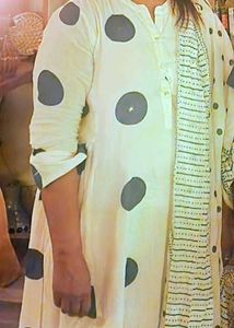 Elegant Polka Dot Kurta Set with Dupatta