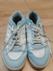 Adidas White &amp; Blue Sneakers