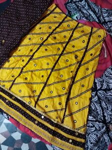 Yellow Lehenga Choli with Mirror Work and dupatta